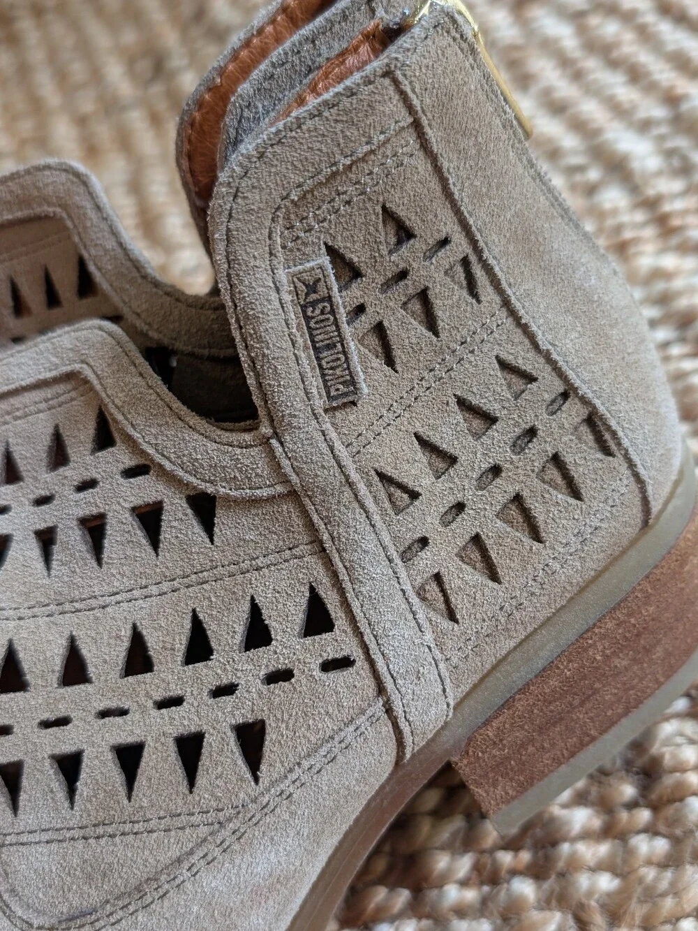 Pikolinos Taupe Suede Cutout Ankle Booties